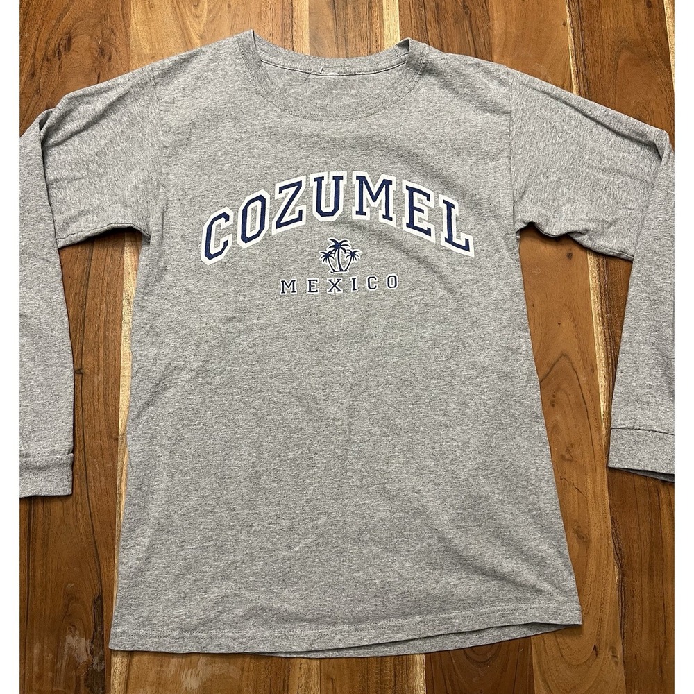 Cozumel Mexico Long Sleeve Graphic T-Shirt Gray Heather Souvenir Mens S